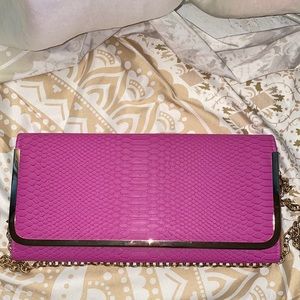 Hot Pink Faux Snake Skin Clutch